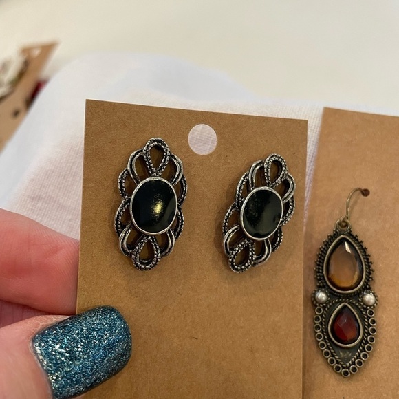 💐5/25 3 pair vintage boho retro earrings gold shell 1980s - Picture 4 of 8